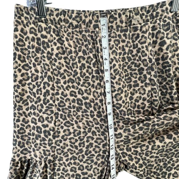 Ces Femme Wide Leg Pants Womens L Brown Leopard Print High Rise Resort Boho Chic - Picture 8 of 14